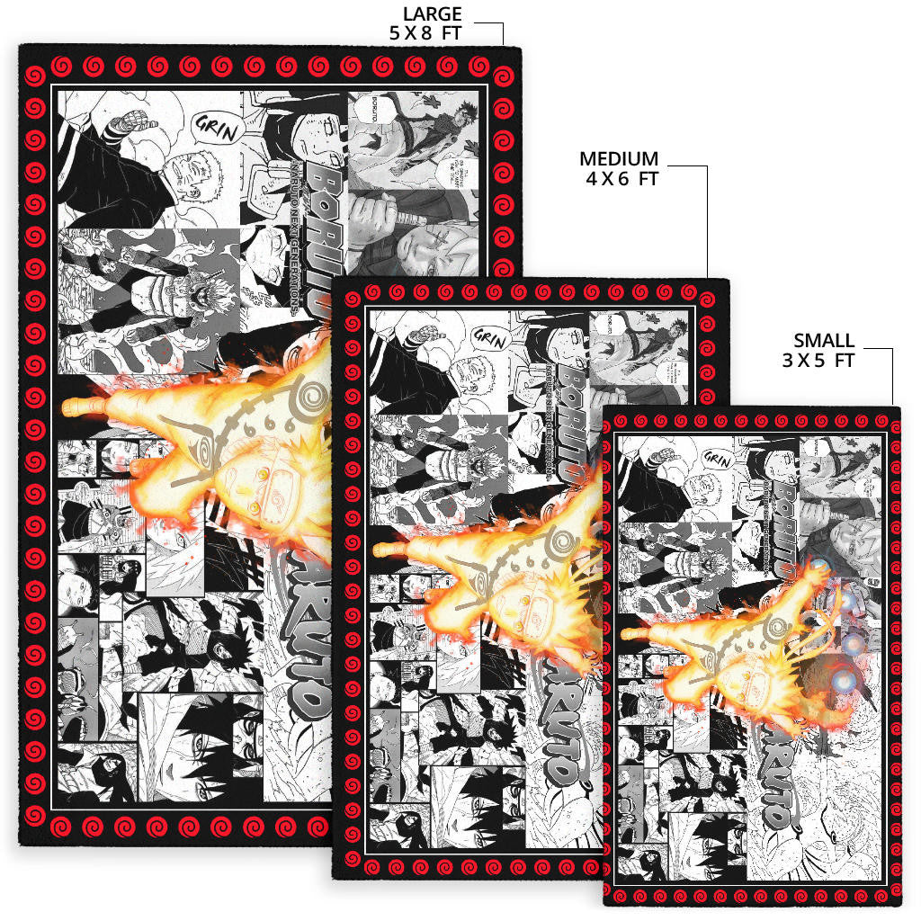 Naruto Anime Naruto Bijuu Mode Manga Black White Background Area Rug Home Decor