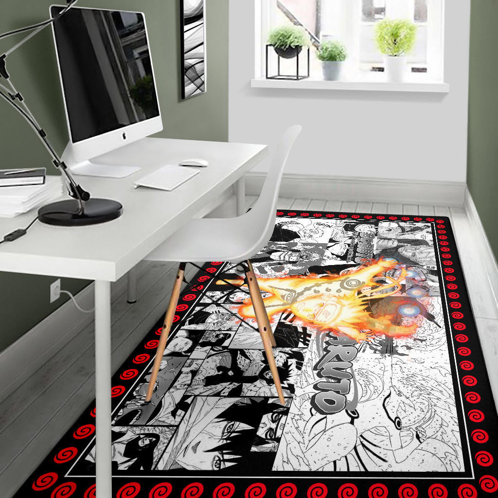 Naruto Anime Naruto Bijuu Mode Manga Black White Background Area Rug Home Decor