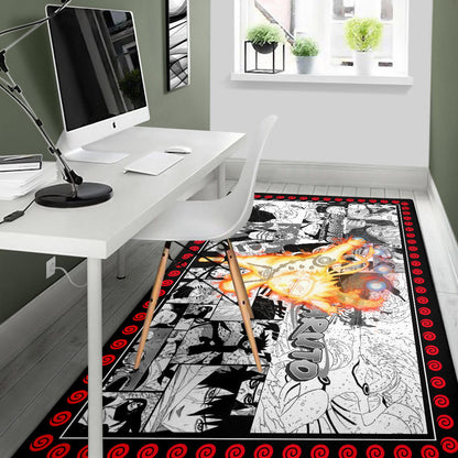 Naruto Anime Naruto Bijuu Mode Manga Black White Background Area Rug Home Decor
