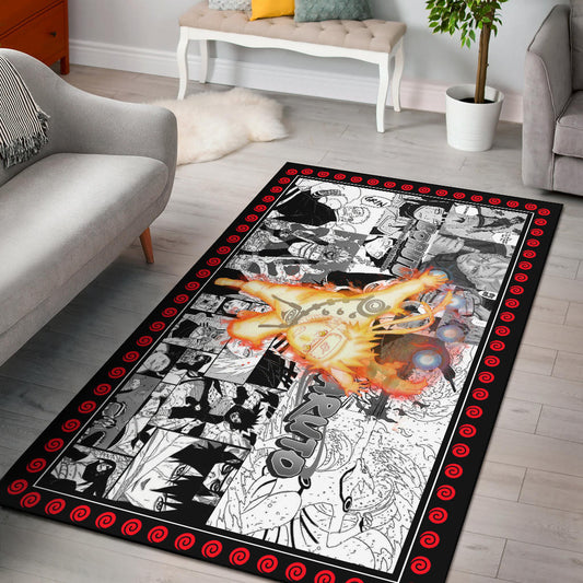 Naruto Anime Naruto Bijuu Mode Manga Black White Background Area Rug Home Decor
