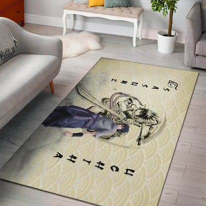 Naruto Anime Sasuke Uchiha Using Sword Black Painting Artwork Area Rug Home Decor