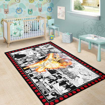 Naruto Anime Naruto Bijuu Mode Manga Black White Background Area Rug Home Decor