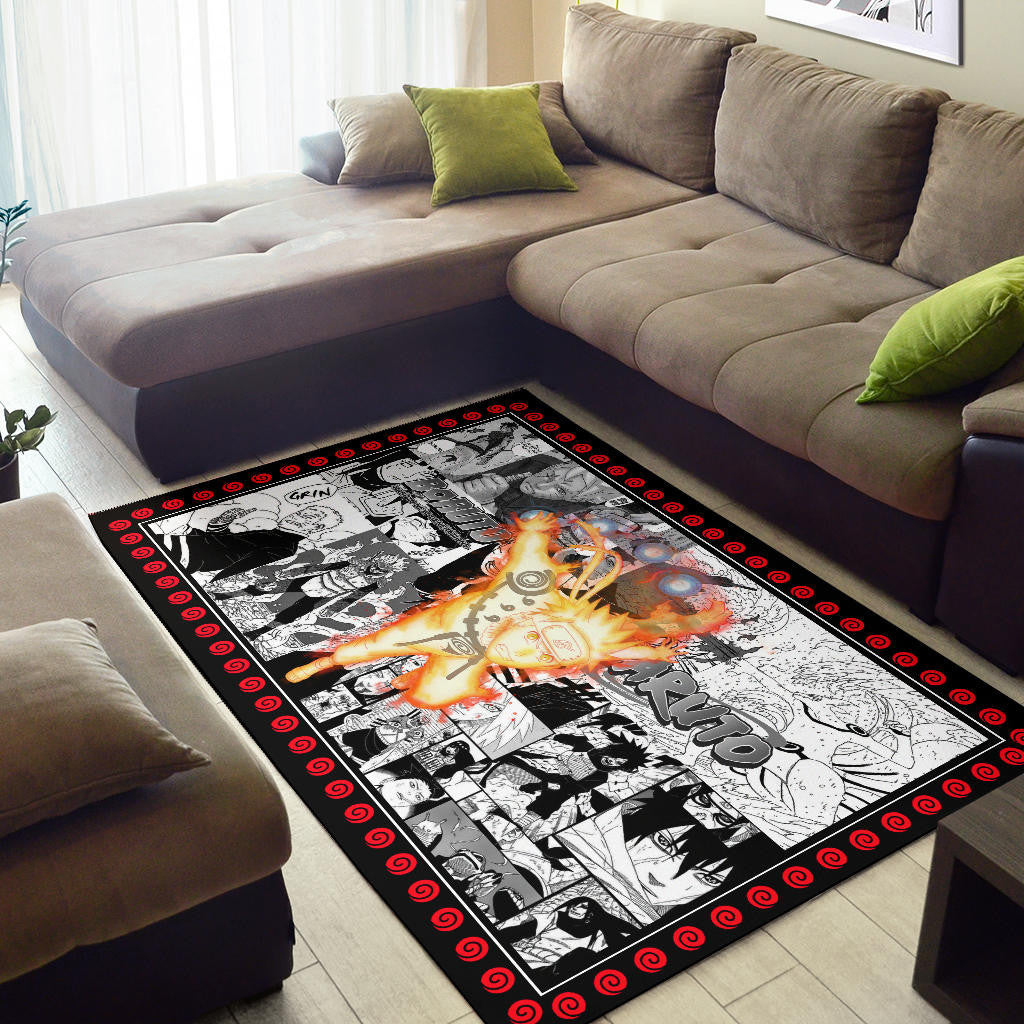 Naruto Anime Naruto Bijuu Mode Manga Black White Background Area Rug Home Decor