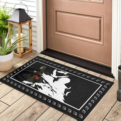 Naruto Anime Itachi Uchiha White Silhouette Crow Faded Door Mat Home Decor