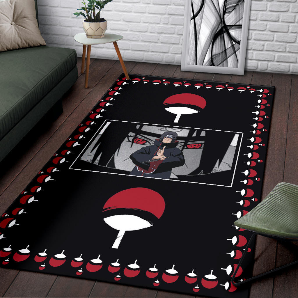 Naruto Anime Itachi Sharingan Jutsu Uchiha Symbol Patterns Area Rug Home Decor