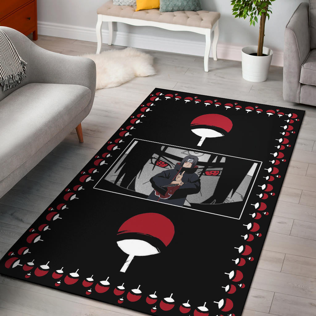 Naruto Anime Itachi Sharingan Jutsu Uchiha Symbol Patterns Area Rug Home Decor