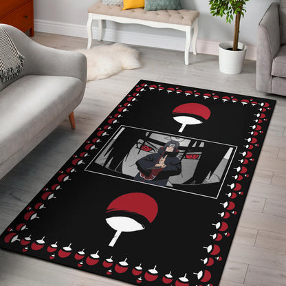 Naruto Anime Itachi Sharingan Jutsu Uchiha Symbol Patterns Area Rug Home Decor