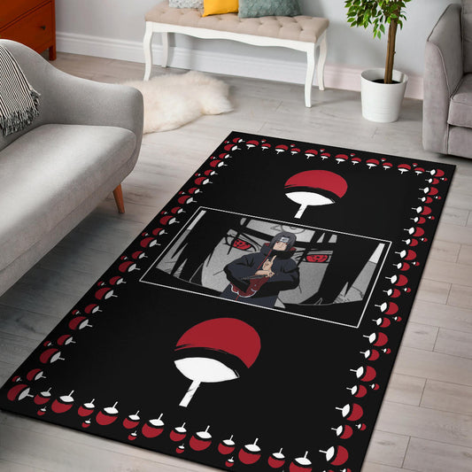 Naruto Anime Itachi Sharingan Jutsu Uchiha Symbol Patterns Area Rug Home Decor