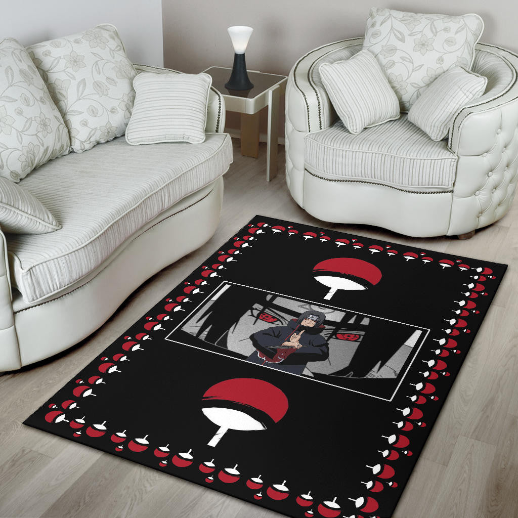 Naruto Anime Itachi Sharingan Jutsu Uchiha Symbol Patterns Area Rug Home Decor