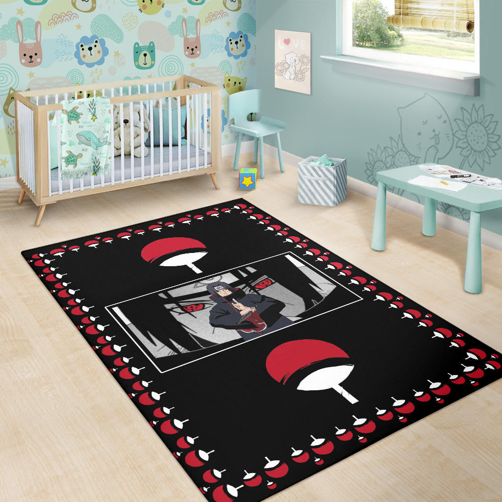 Naruto Anime Itachi Sharingan Jutsu Uchiha Symbol Patterns Area Rug Home Decor