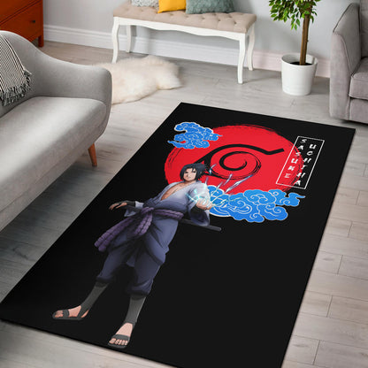 Naruto Anime Sasuke Chidori Power Konoh Symbol Area Rug Home Decor