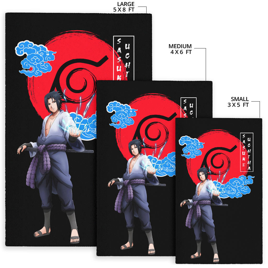 Naruto Anime Sasuke Chidori Power Konoh Symbol Area Rug Home Decor