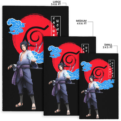 Naruto Anime Sasuke Chidori Power Konoh Symbol Area Rug Home Decor
