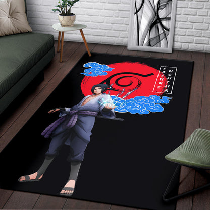 Naruto Anime Sasuke Chidori Power Konoh Symbol Area Rug Home Decor