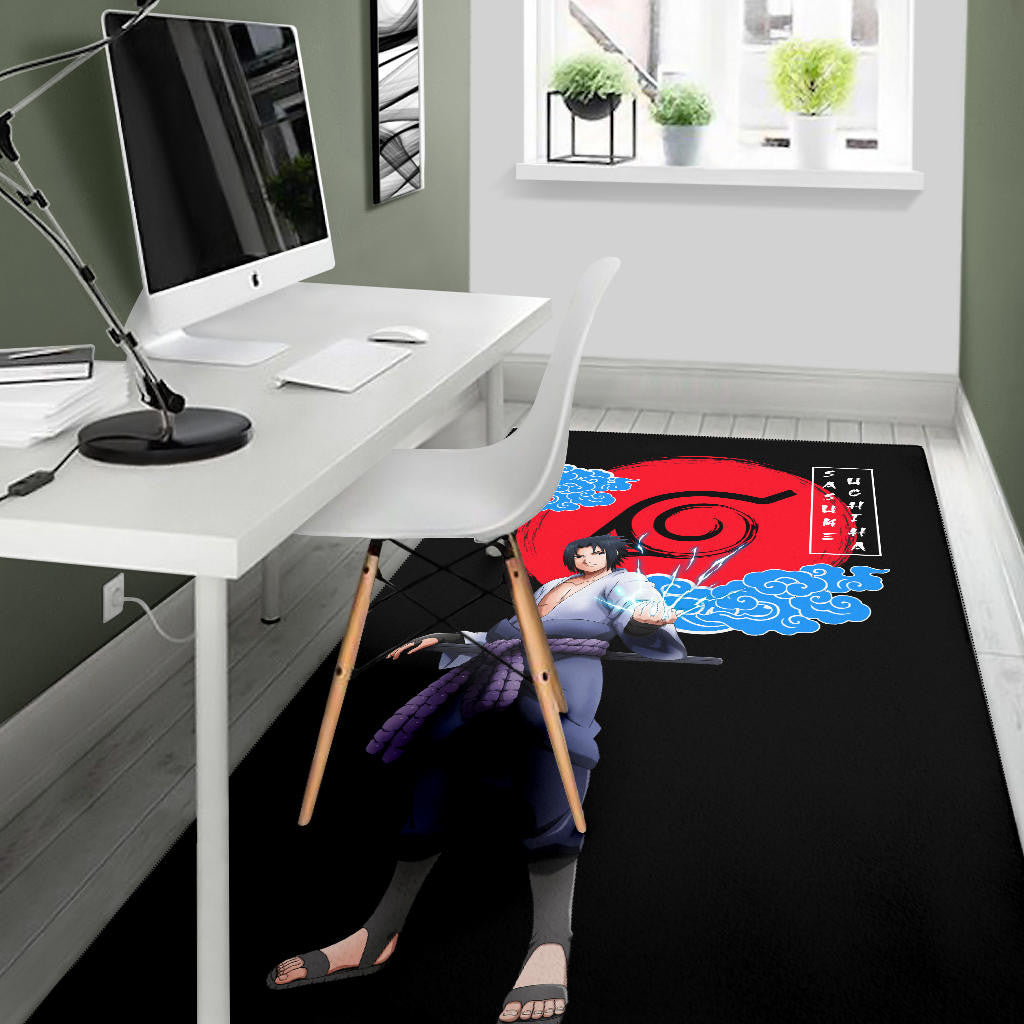 Naruto Anime Sasuke Chidori Power Konoh Symbol Area Rug Home Decor