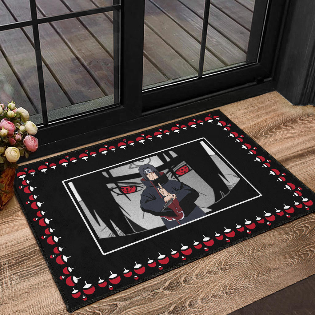 Naruto Anime Itachi Sharingan Jutsu Uchiha Symbol Patterns Door Mat Home Decor