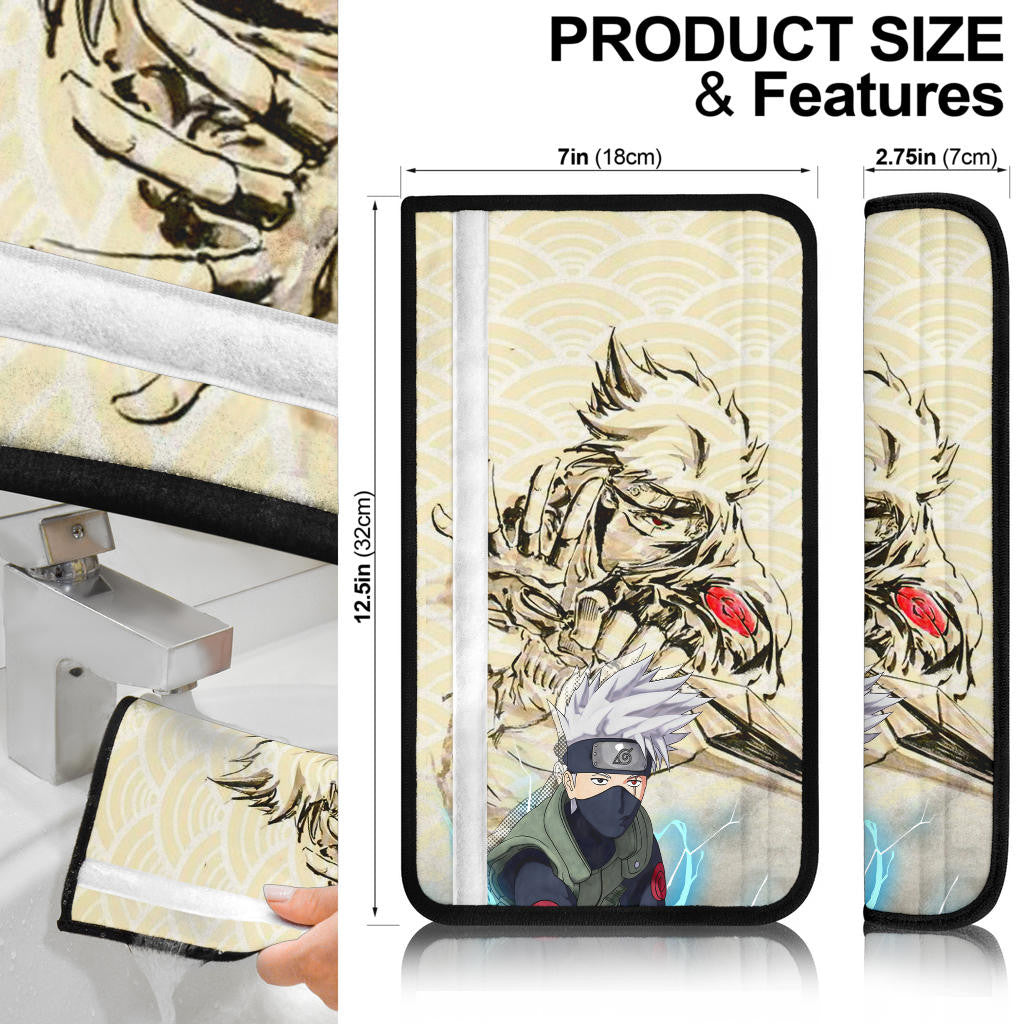 Naruto Anime Kakasi Hatake Chidori Power Black Painting Artwork Seat Belt Covers