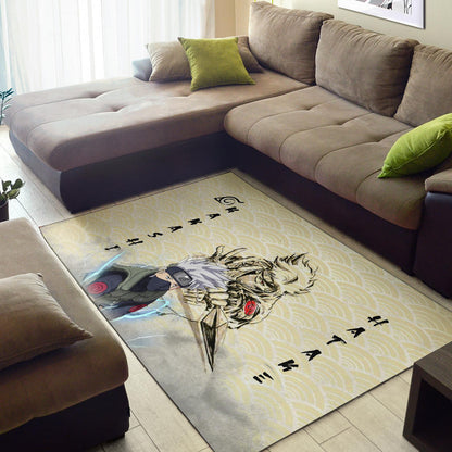 Naruto Anime Kakasi Hatake Chidori Power Black Painting Artwork Area Rug Home Decor