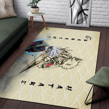 Naruto Anime Kakasi Hatake Chidori Power Black Painting Artwork Area Rug Home Decor