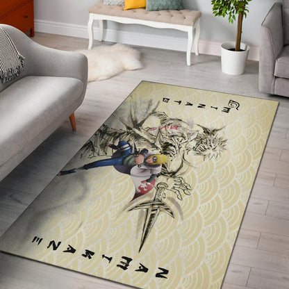Naruto Anime Minato Namikaze Using Kunai Black Painting Artwork Area Rug Home Decor