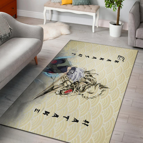 Naruto Anime Kakasi Hatake Chidori Power Black Painting Artwork Area Rug Home Decor