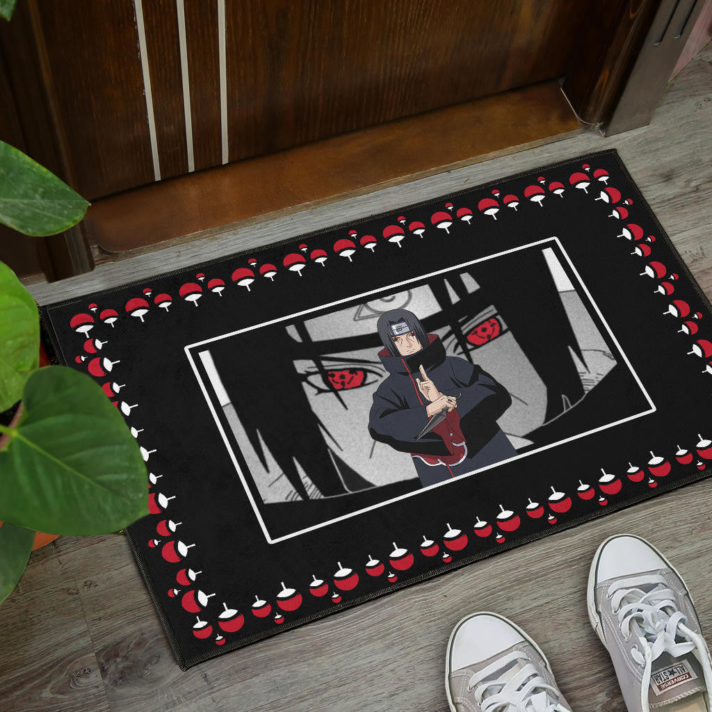 Naruto Anime Itachi Sharingan Jutsu Uchiha Symbol Patterns Door Mat Home Decor