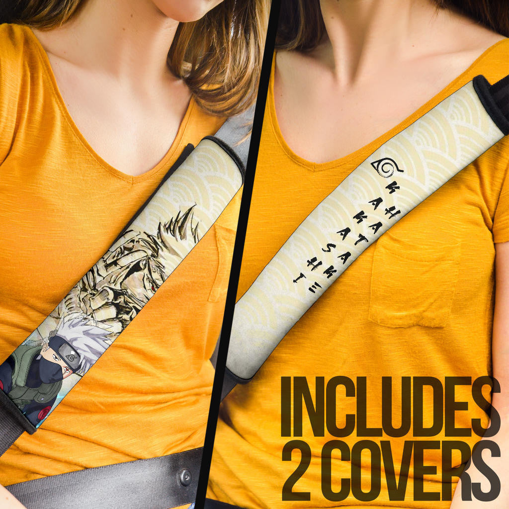 Naruto Anime Kakasi Hatake Chidori Power Black Painting Artwork Seat Belt Covers