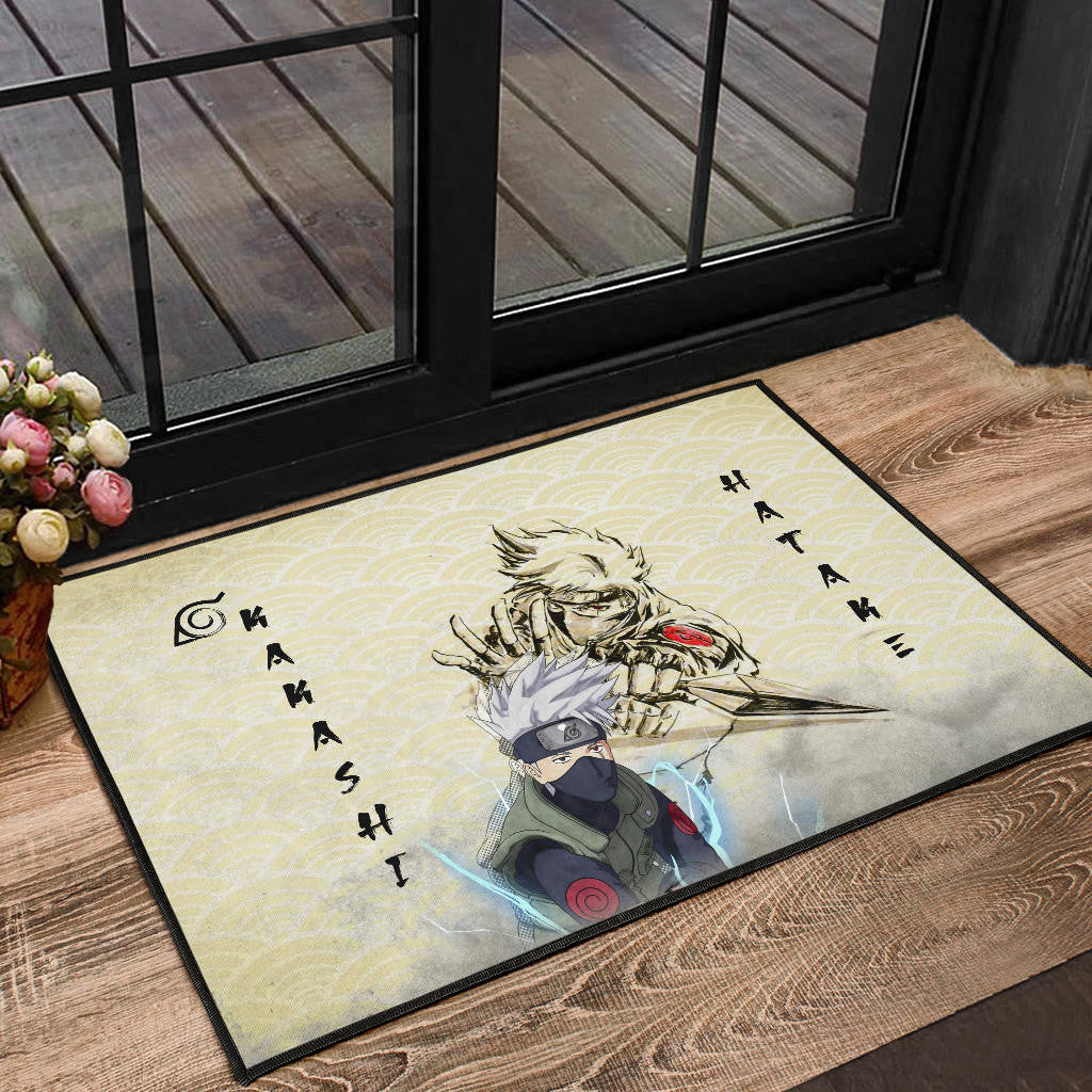 Naruto Anime Kakashi Hatake Chidori Power Black Painting Artwork Door Mat Home Decor