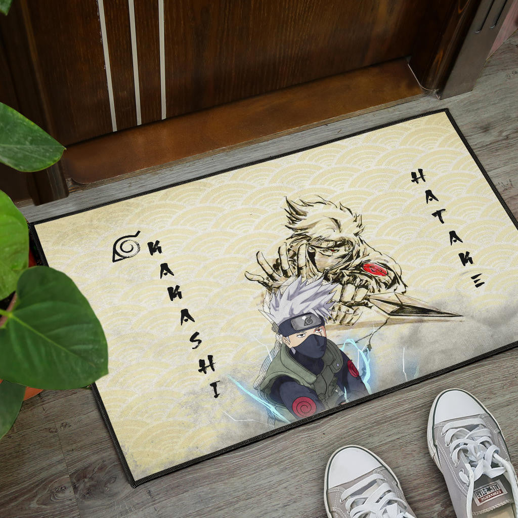 Naruto Anime Kakashi Hatake Chidori Power Black Painting Artwork Door Mat Home Decor