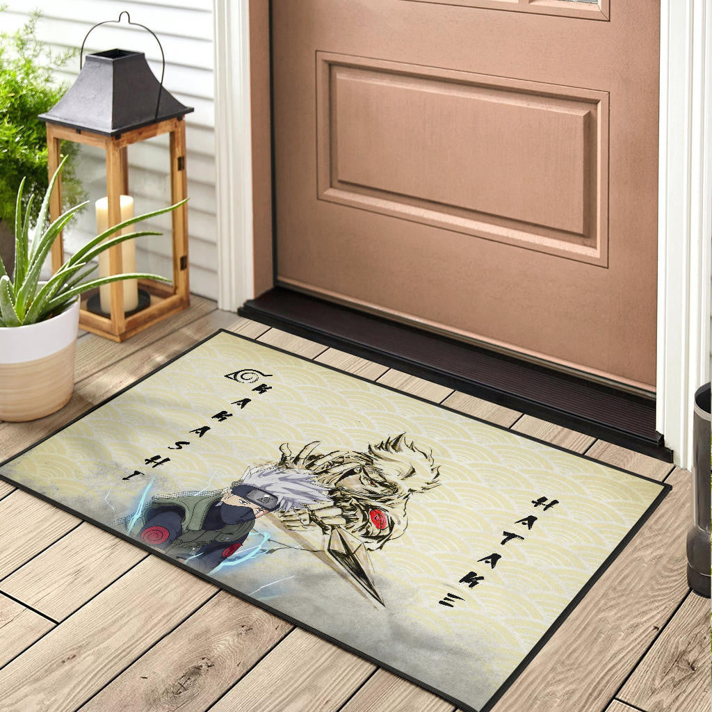 Naruto Anime Kakashi Hatake Chidori Power Black Painting Artwork Door Mat Home Decor