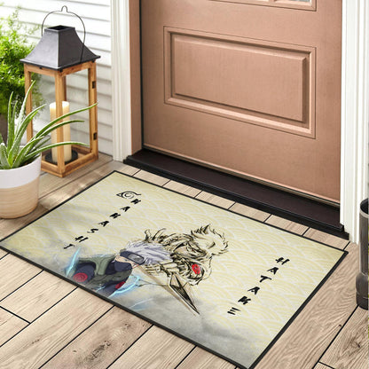 Naruto Anime Kakashi Hatake Chidori Power Black Painting Artwork Door Mat Home Decor