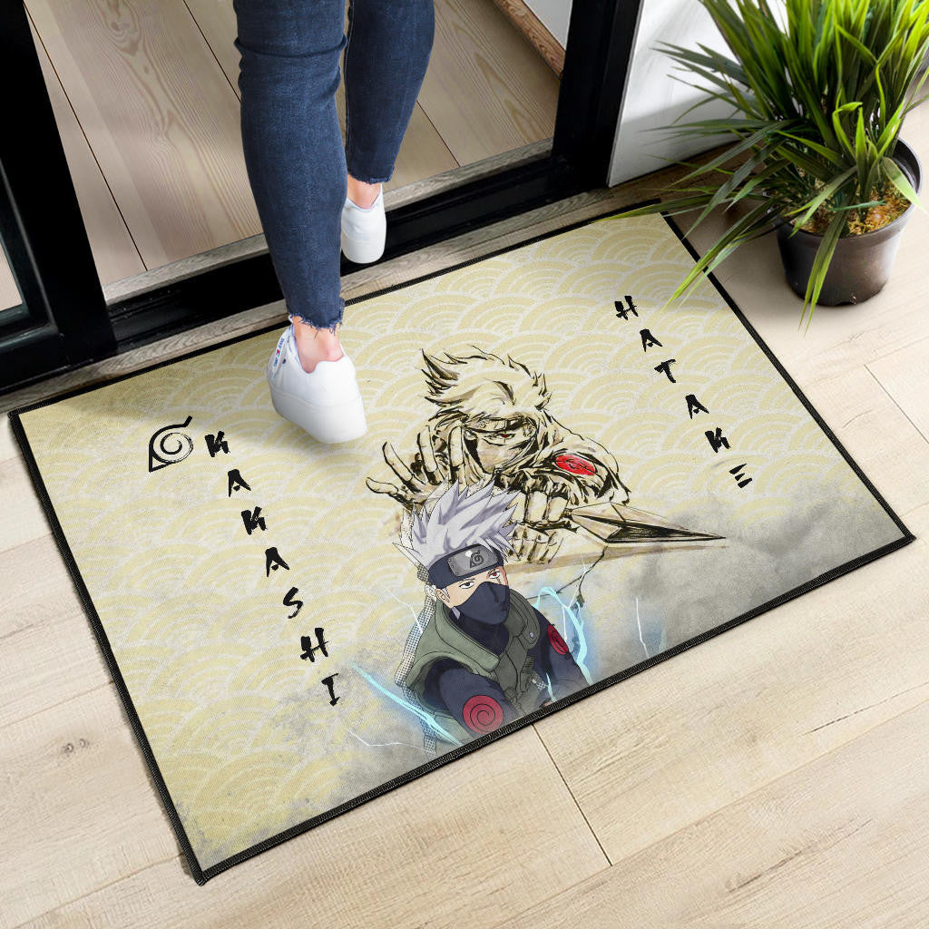 Naruto Anime Kakashi Hatake Chidori Power Black Painting Artwork Door Mat Home Decor