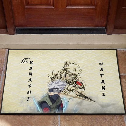 Naruto Anime Kakashi Hatake Chidori Power Black Painting Artwork Door Mat Home Decor