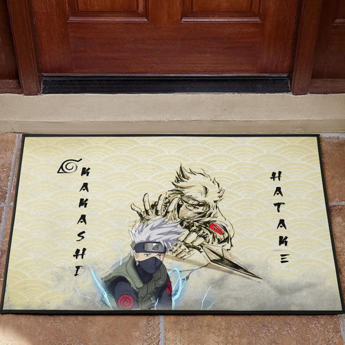 Naruto Anime Kakashi Hatake Chidori Power Black Painting Artwork Door Mat Home Decor