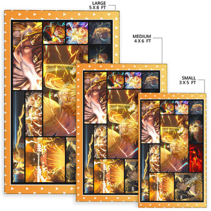 Zenitsu Agatsuma Area Rug Anime Home Decor Custom For Fans NA030404
