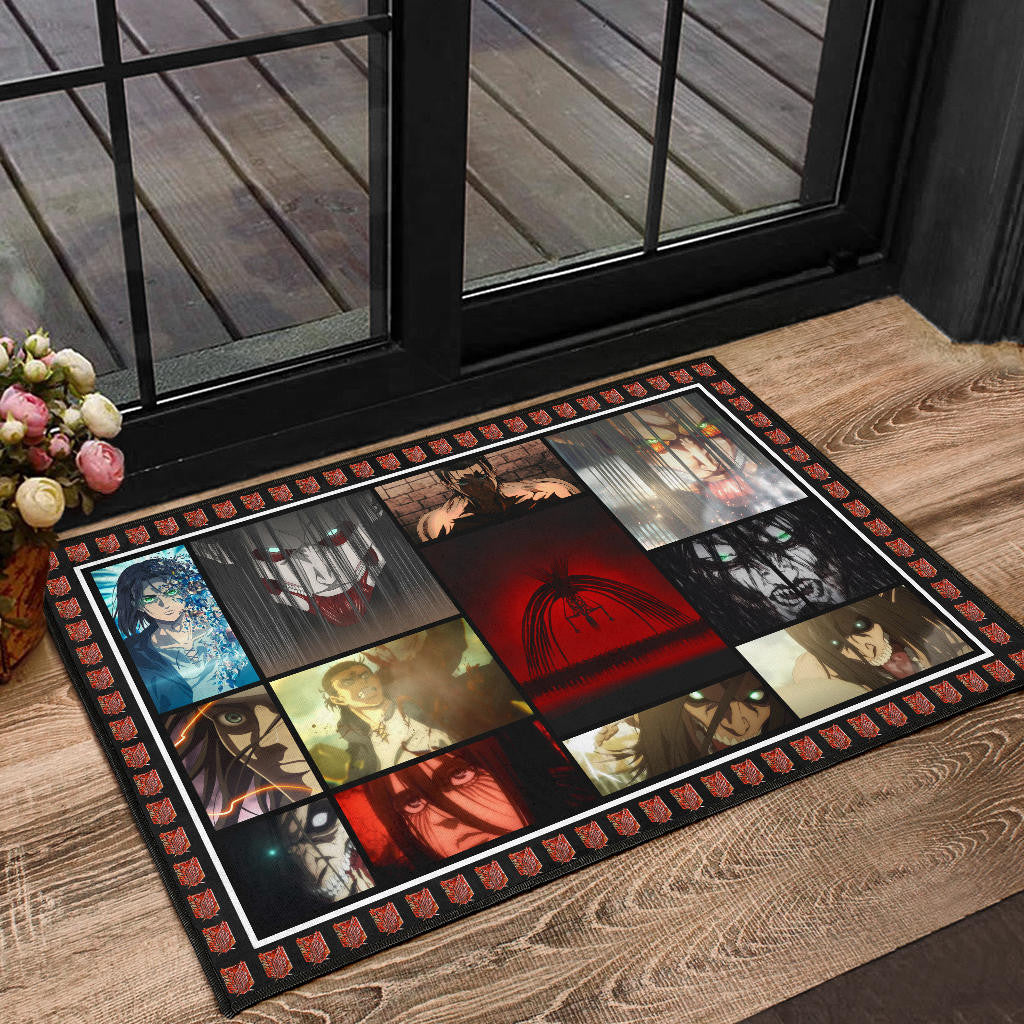Eren Yeager Attack On Titan Door Mat Anime Home Decor Custom For Fans NA031804