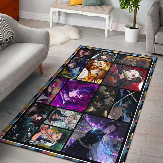 Powerful Characters Demon Slayer Area Rug Anime Home Decor Custom For Fans NA031502