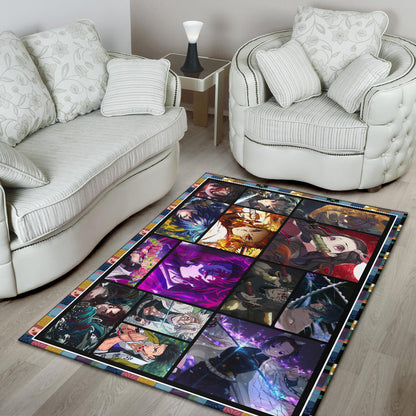 Powerful Characters Demon Slayer Area Rug Anime Home Decor Custom For Fans NA031502