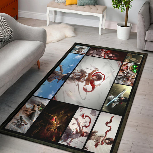 Mikasa Ackerman Attack On Titan Area Rug Anime Home Decor Custom For Fans NA031802