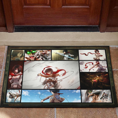 Mikasa Ackerman Attack On Titan Door Mat Anime Home Decor Custom For Fans NA031802