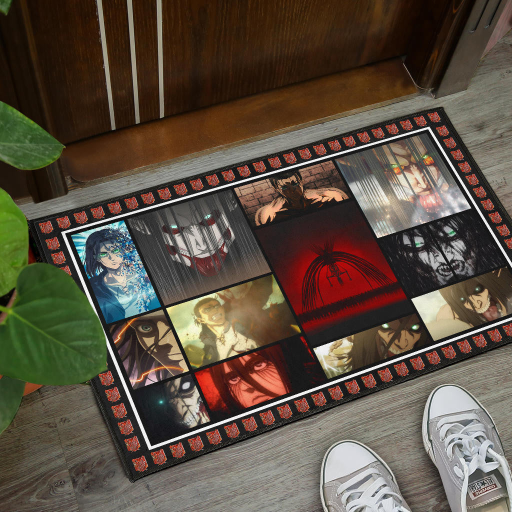 Eren Yeager Attack On Titan Door Mat Anime Home Decor Custom For Fans NA031804