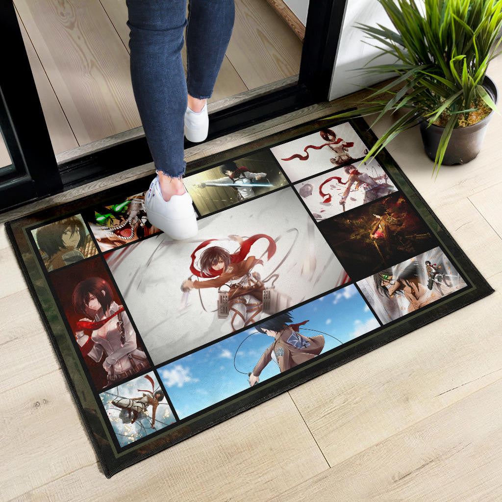 Mikasa Ackerman Attack On Titan Door Mat Anime Home Decor Custom For Fans NA031802