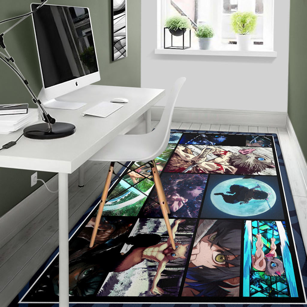 Hashibira Inosuke Demon Slayer Area Rug Anime Home Decor Custom For Fans NA031503