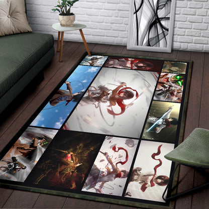 Mikasa Ackerman Attack On Titan Area Rug Anime Home Decor Custom For Fans NA031802