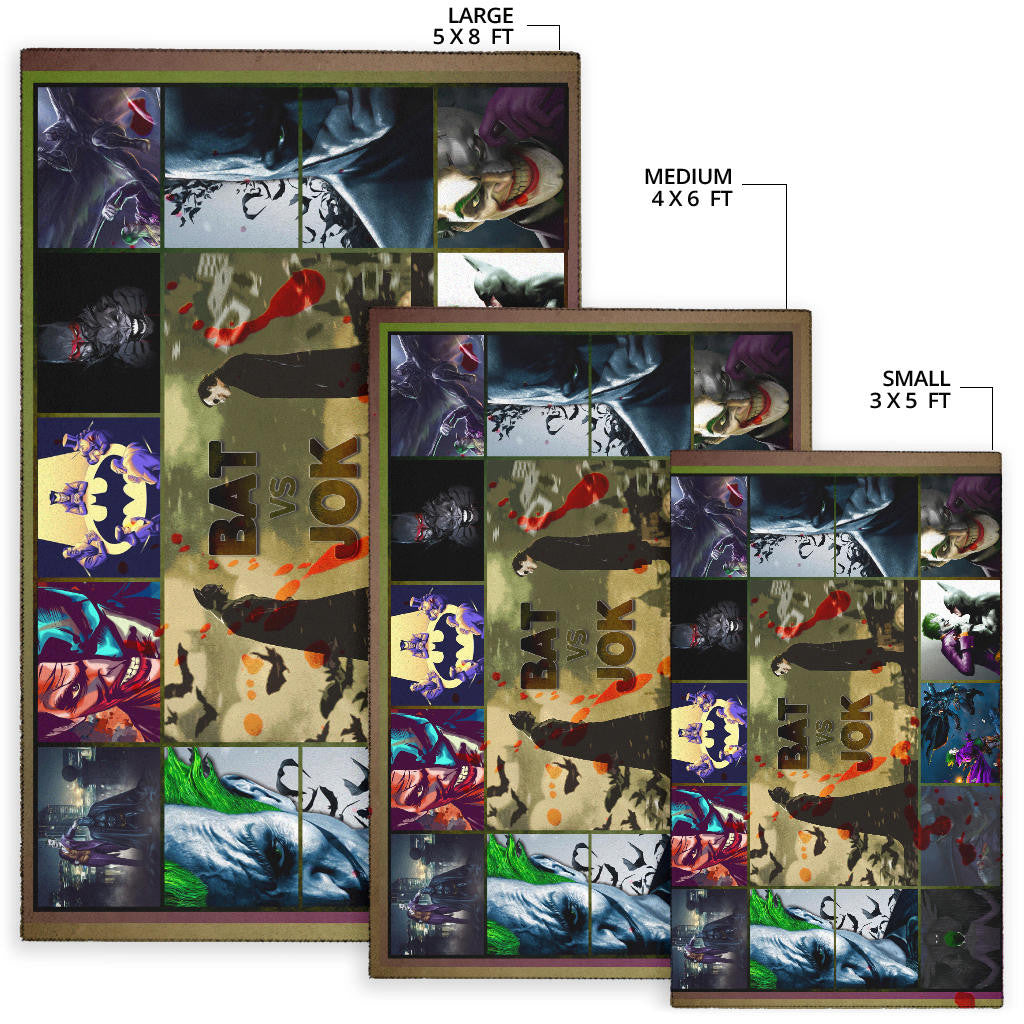 The Bat Man Vs Joker The Clown Area Rug Movie Home Decor Custom For Fans NT031101