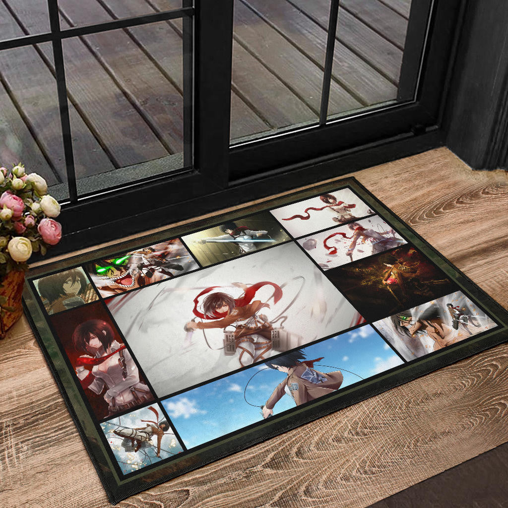 Mikasa Ackerman Attack On Titan Door Mat Anime Home Decor Custom For Fans NA031802