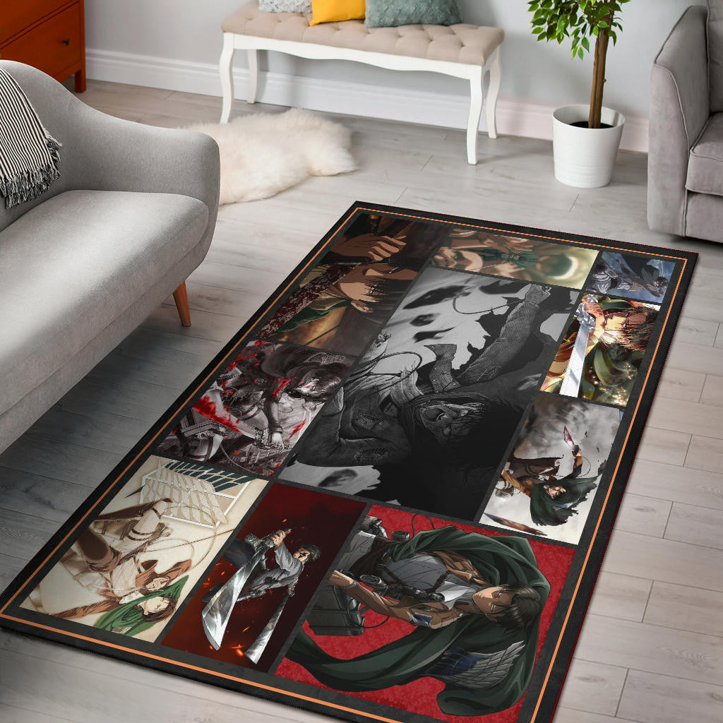 Levi Ackerman Attack On Titan Area Rug Anime Home Decor Custom For Fans NA032103