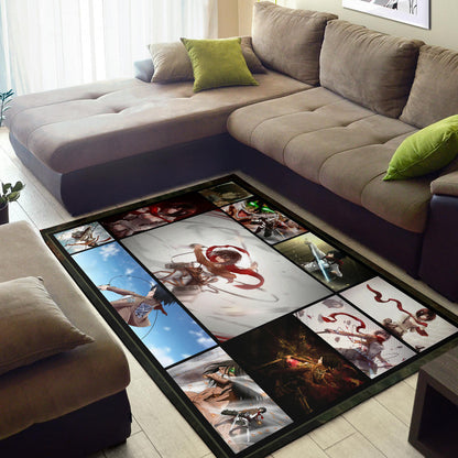 Mikasa Ackerman Attack On Titan Area Rug Anime Home Decor Custom For Fans NA031802