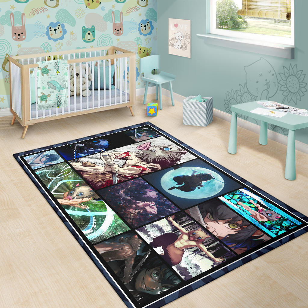 Hashibira Inosuke Demon Slayer Area Rug Anime Home Decor Custom For Fans NA031503