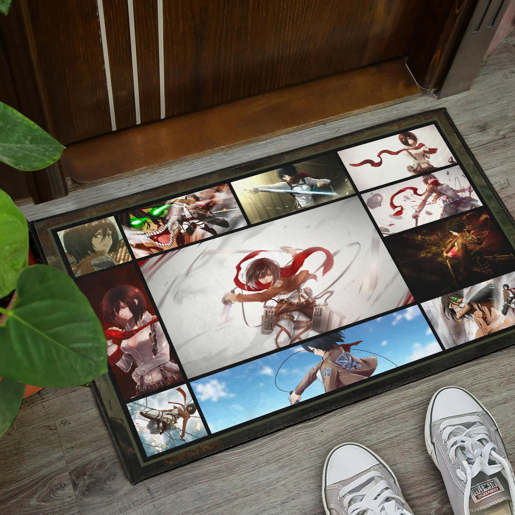Mikasa Ackerman Attack On Titan Door Mat Anime Home Decor Custom For Fans NA031802